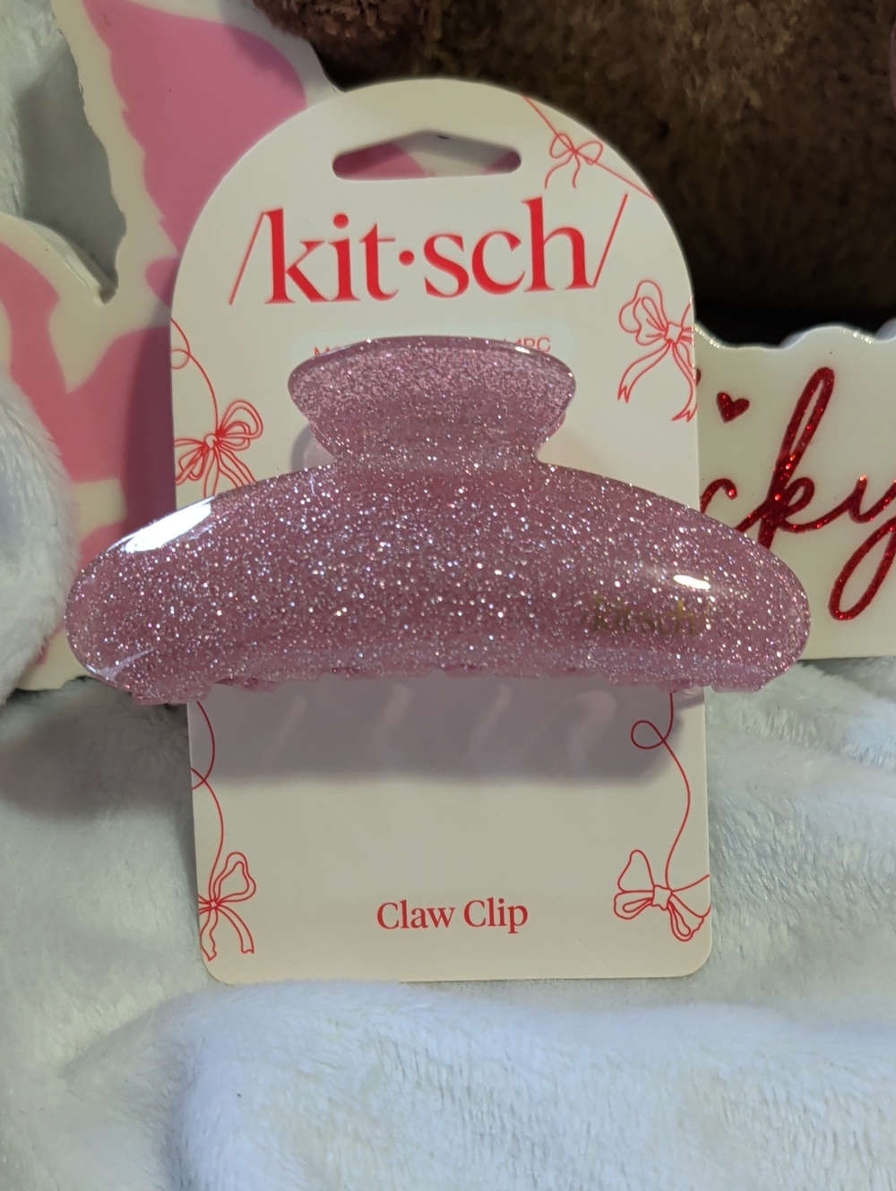 Kitsch Pink Glitter Claw Clip
